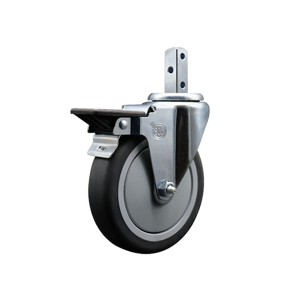 5'' Thermoplastic Rubber Wheel Swivel 7/8'' Square Stem Caster with Brake